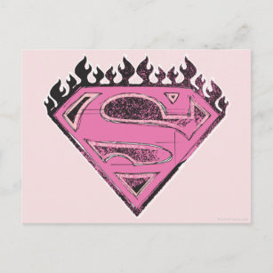 Supergirl Pink Logo mit Flammen Postkarte