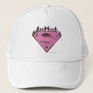 Supergirl Pink Logo mit Flammen Truckerkappe