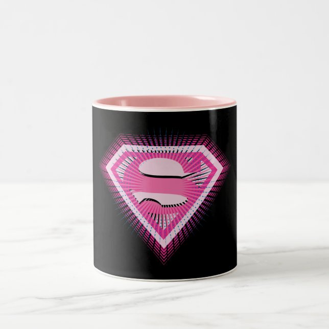 Supergirl Pink Logo Zweifarbige Tasse (Mittel)