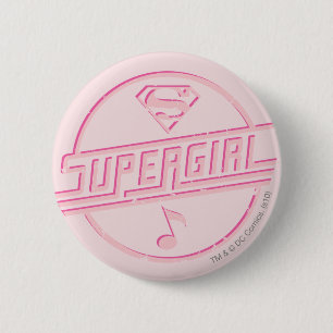 Supergirl Pink Musiknote Button