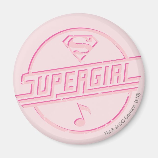 Supergirl Pink Musiknote Magnet (Vorne)