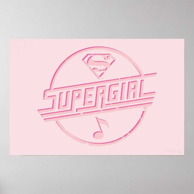 Supergirl Pink Musiknote Poster (Vorne)