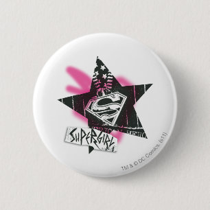 Supergirl Pink Spray Paint Star Button