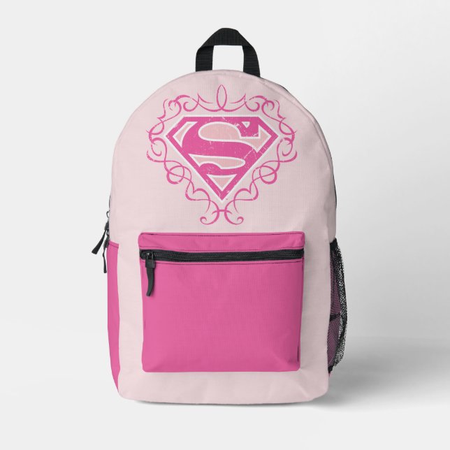 Supergirl Pink Stripes Bedruckter Rucksack (Vorderseite)