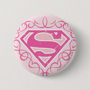 Supergirl Pink Stripes Button