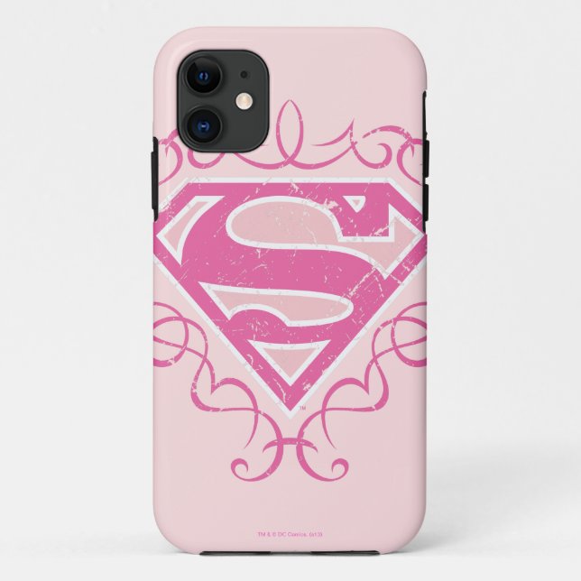 Supergirl Pink Stripes Case-Mate iPhone Hülle (Rückseite)
