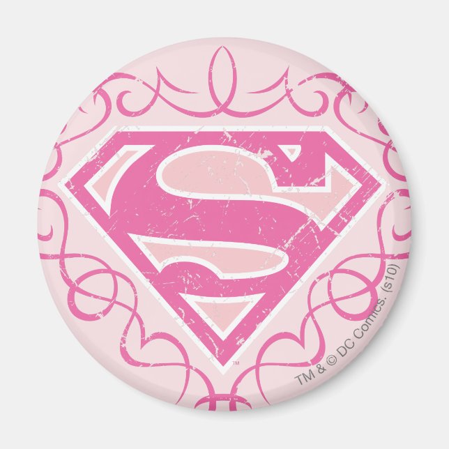 Supergirl Pink Stripes Magnet (Vorne)