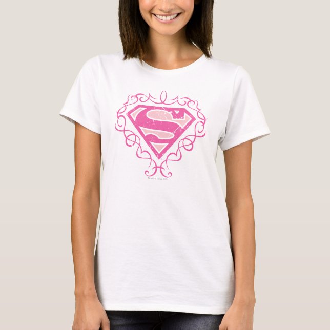Supergirl Pink Stripes T-Shirt (Vorderseite)