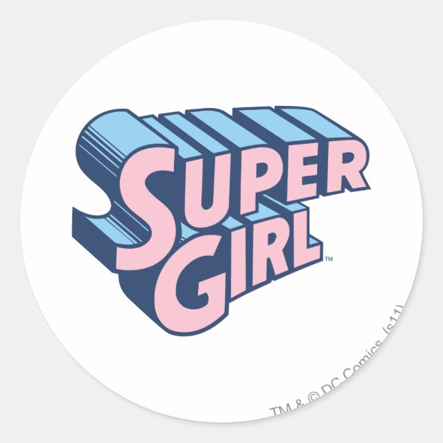 Supergirl Pink und Blue Logo Runder Aufkleber (Vorderseite)