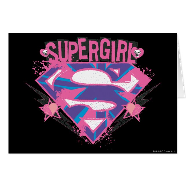 Supergirl Pink und Lila Grunge Logo (Vorderseite (Horizontal))