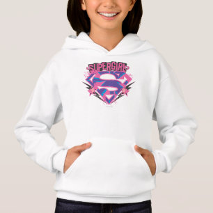 Supergirl Pink und Lila Grunge Logo Hoodie