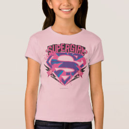 Supergirl Pink und Lila Grunge Logo T-Shirt