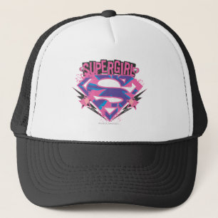 Supergirl Pink und Lila Grunge Logo Truckerkappe