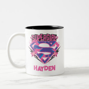Supergirl Pink und Lila Grunge-Logo Zweifarbige Tasse