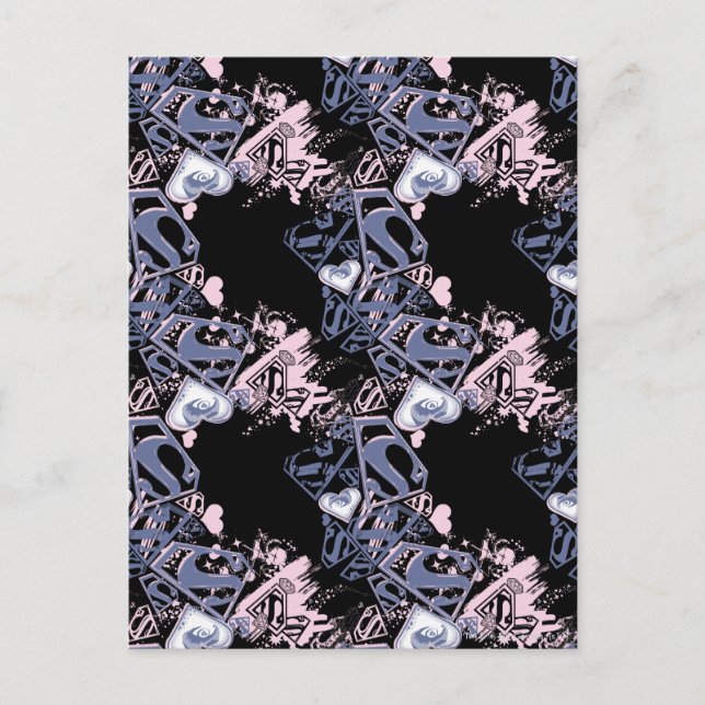 Supergirl Pink und Lila Muster Postkarte (Vorderseite)