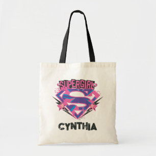 Supergirl Pink und Purple Grunge Logo Tragetasche