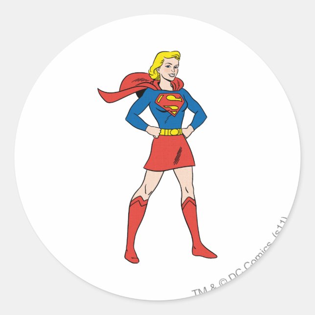 Supergirl-Pose 7 Runder Aufkleber (Vorderseite)