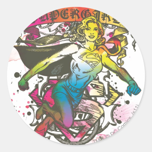 Supergirl-Power Runder Aufkleber (Vorderseite)