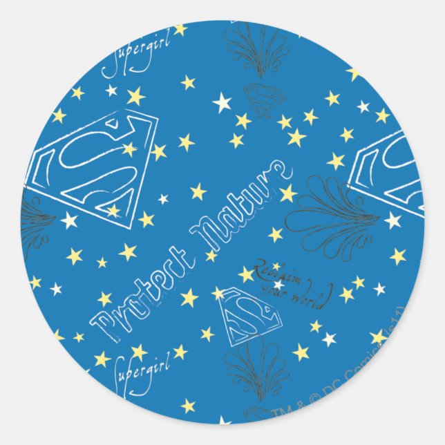 Supergirl Protect Nattern Pattern Runder Aufkleber (Vorderseite)