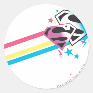 Supergirl Rainbow Stripes Runder Aufkleber