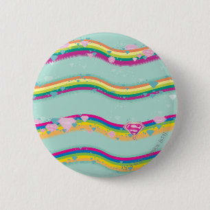 Supergirl Rainbow Waves Green Button