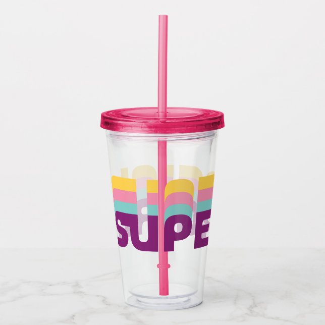 Supergirl Retro Colorshift Graphic Acryltrinkbecher (Vorderseite)