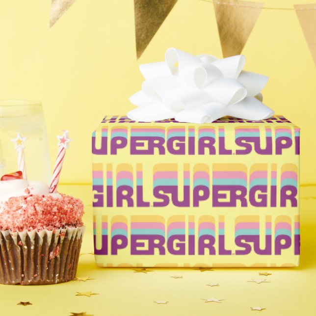 Supergirl Retro Colorshift Graphic Geschenkpapier (Geburtstagsparty)
