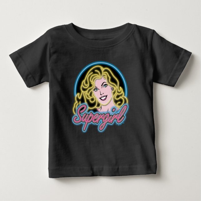 Supergirl Retro Neon Lights Graphic Baby T-shirt (Vorderseite)