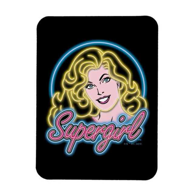 Supergirl Retro Neon Lights Graphic Magnet (Vertikal)