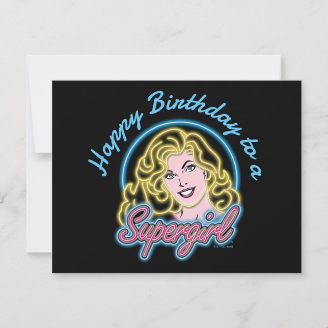 Supergirl Retro Neon Lights Graphic Mitteilungskarte (Vorderseite)