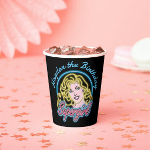 Supergirl Retro Neon Lights Graphic Pappbecher