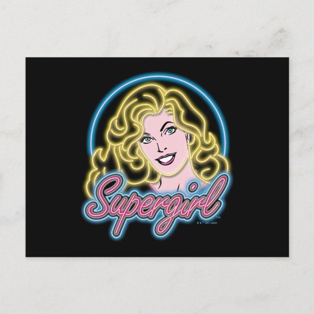 Supergirl Retro Neon Lights Graphic Postkarte (Vorderseite)