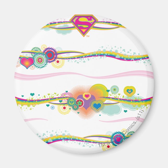 Supergirl Retro Rainbow Magnet (Vorne)