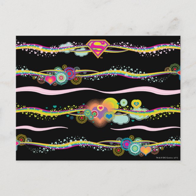 Supergirl Retro Rainbow Postkarte (Vorderseite)