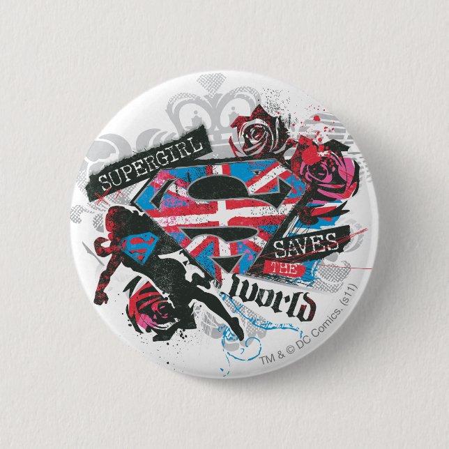 Supergirl Rette die Welt Button (Vorderseite)