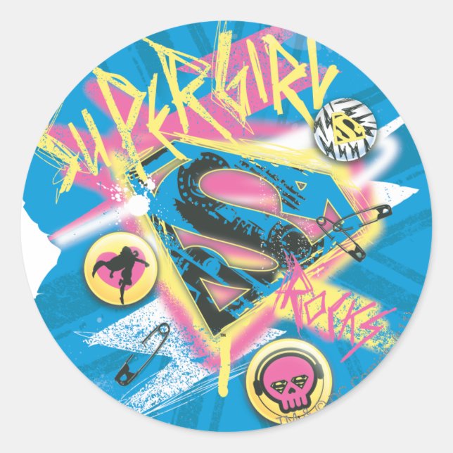 Supergirl Rocks Runder Aufkleber (Vorderseite)