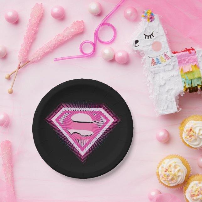 Supergirl Rosa Logo Pappteller (Party)