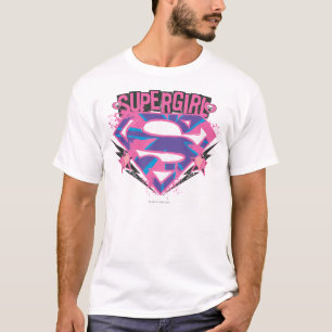 Supergirl rosa und lila Grunge-Logo T-Shirt