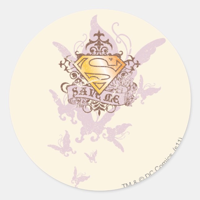 Supergirl Save Me Runder Aufkleber (Vorderseite)