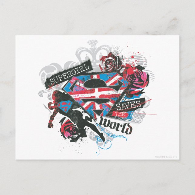 Supergirl Saves the World Postkarte (Vorderseite)