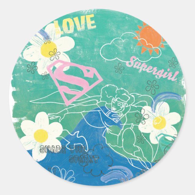 Supergirl Share the Spirit & Liebe Runder Aufkleber (Vorderseite)
