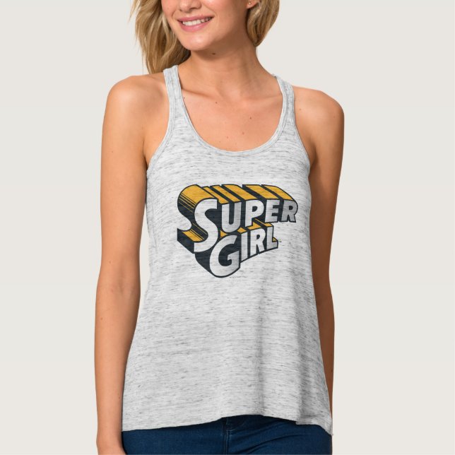 Supergirl Silver und Orange Logo Tank Top (Vorderseite)