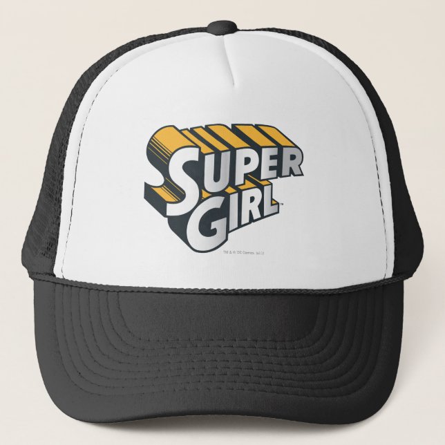 Supergirl Silver und Orange Logo Truckerkappe (Vorderseite)