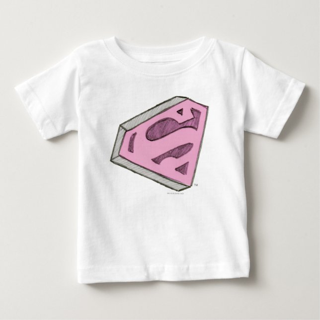 Supergirl Sketch Pink Logo Baby T-shirt (Vorderseite)