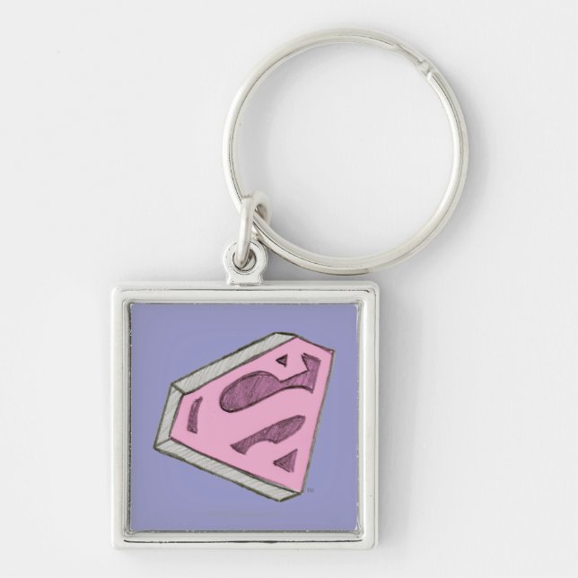 Supergirl Sketch Pink Logo Schlüsselanhänger (Vorne)