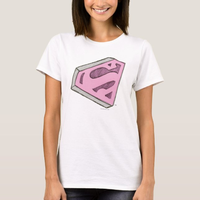 Supergirl Sketch Pink Logo T-Shirt (Vorderseite)