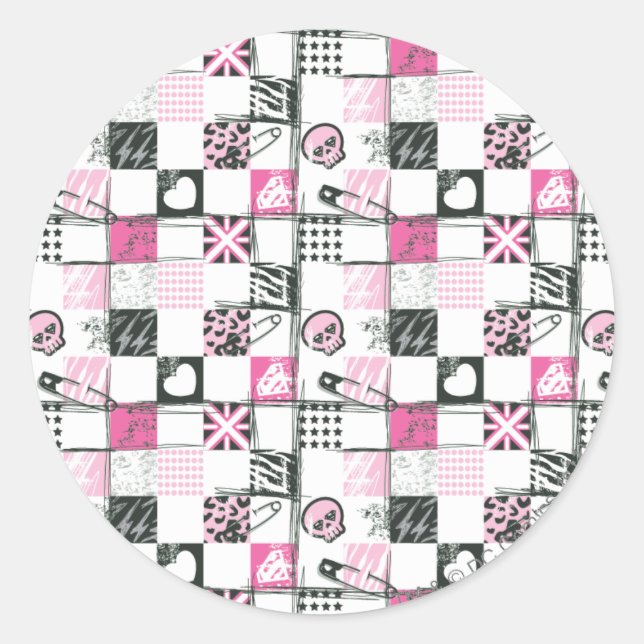 Supergirl Skulls and Pins Pattern Runder Aufkleber (Vorderseite)