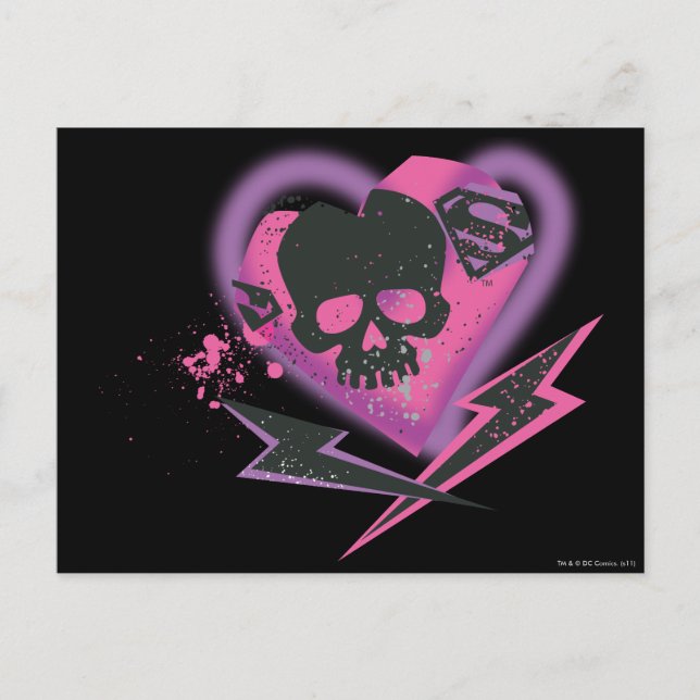 Supergirl Skulls und Blitze Postkarte (Vorderseite)