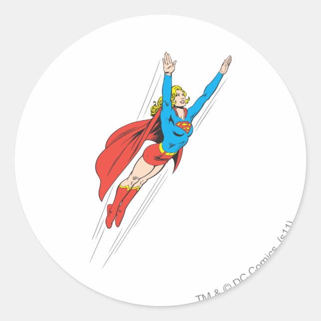 Supergirl Soars High Runder Aufkleber (Vorderseite)