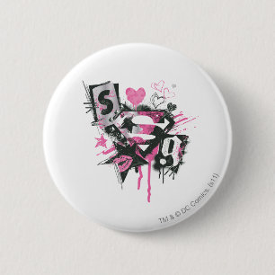 Supergirl Spills and Scribbles Collage Button